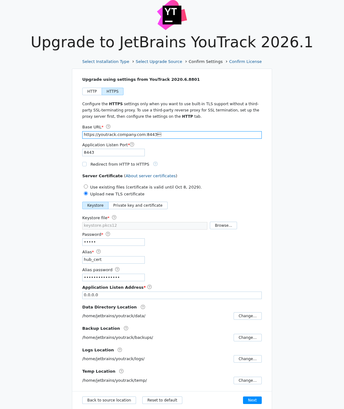Upload new server keystore during upgrade Upload new server keystore during upgrade