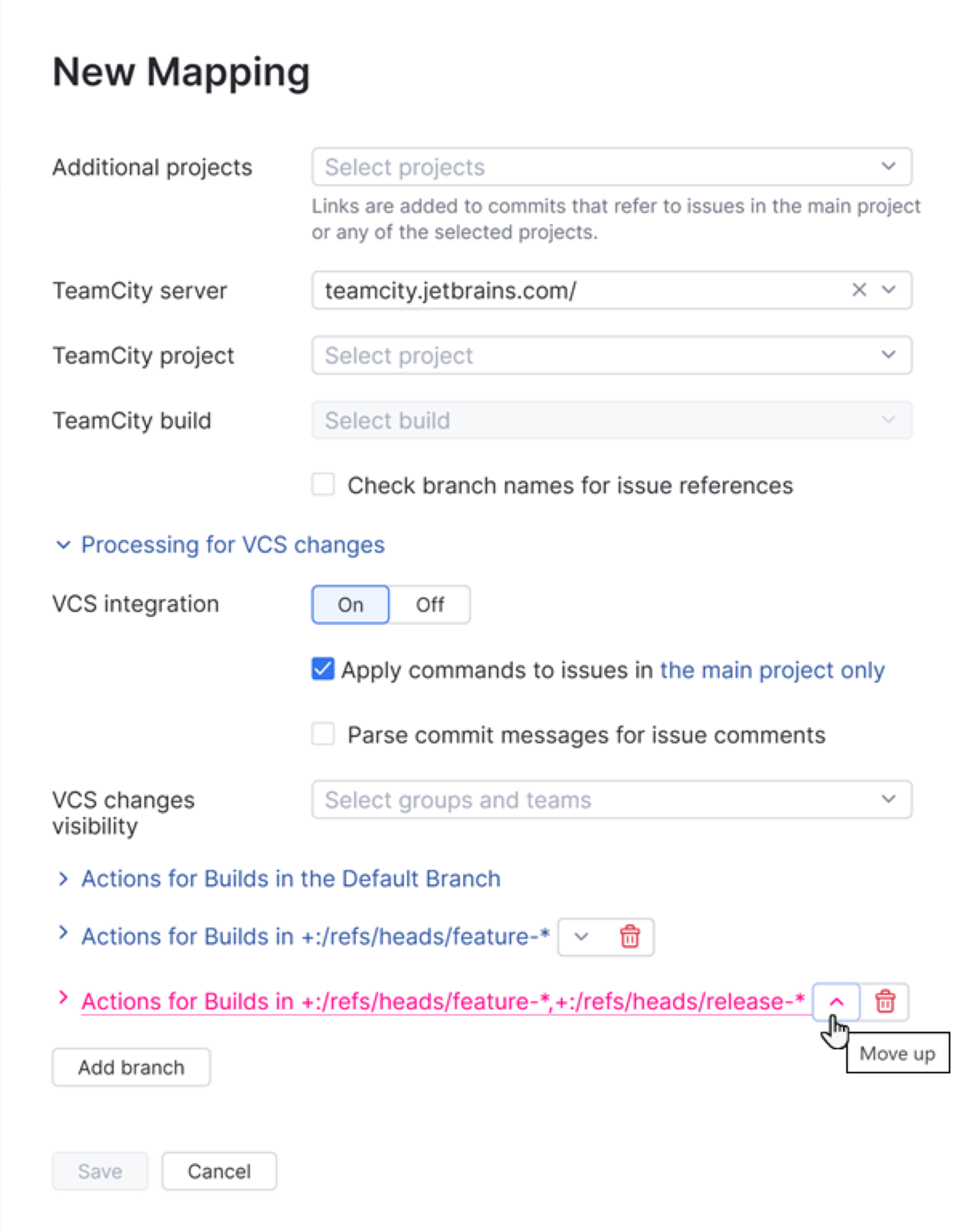 Actions for custom branches. Actions for custom branches.