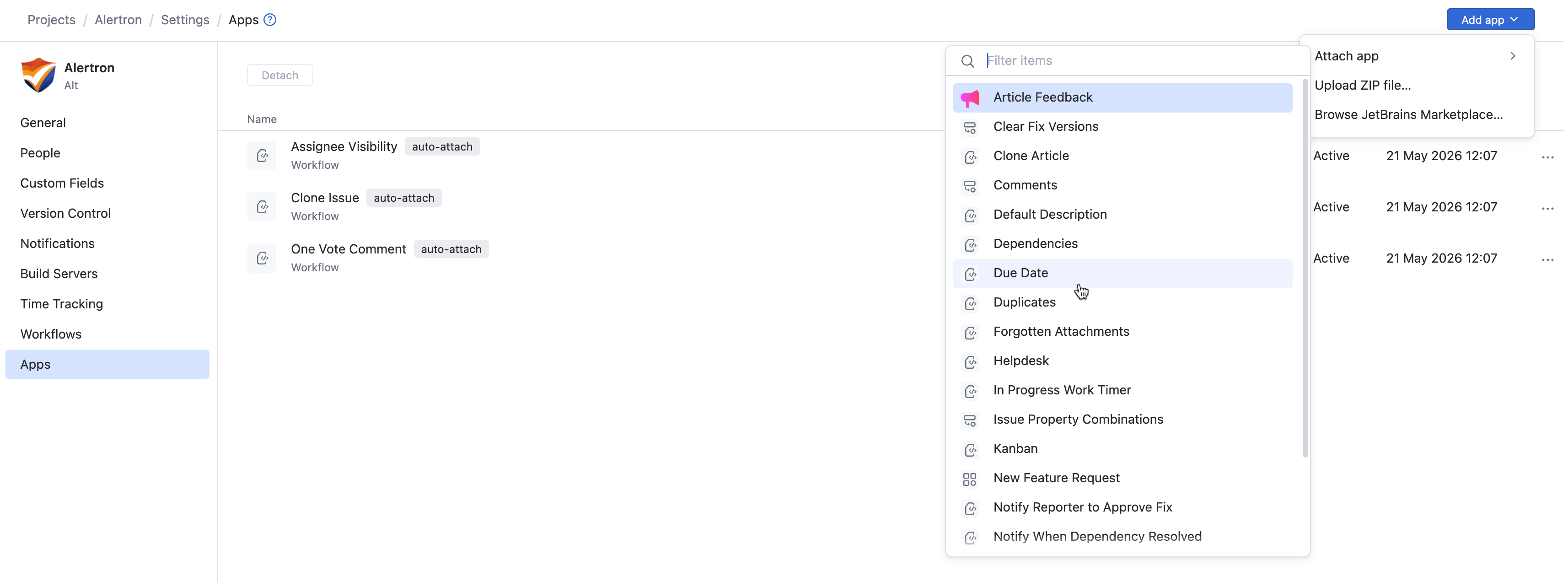 Attach workflow to project Attach workflow to project