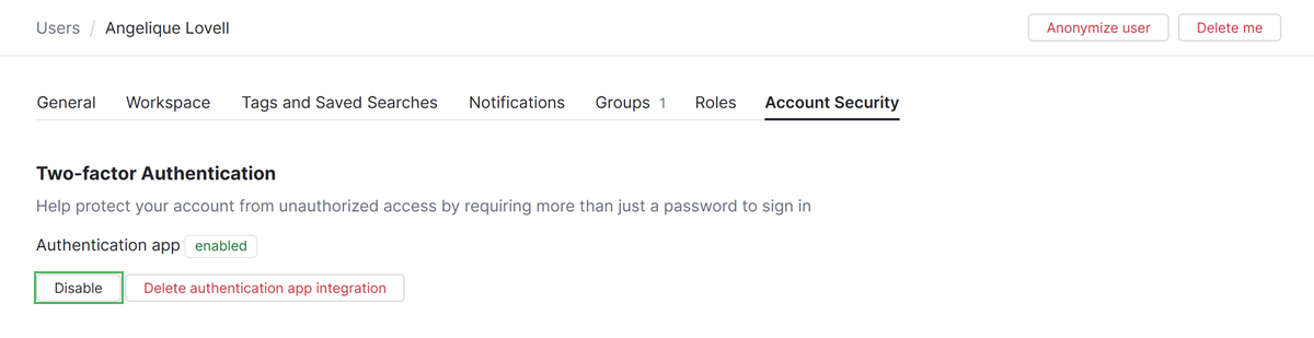 Disable two factor authentication Disable two factor authentication
