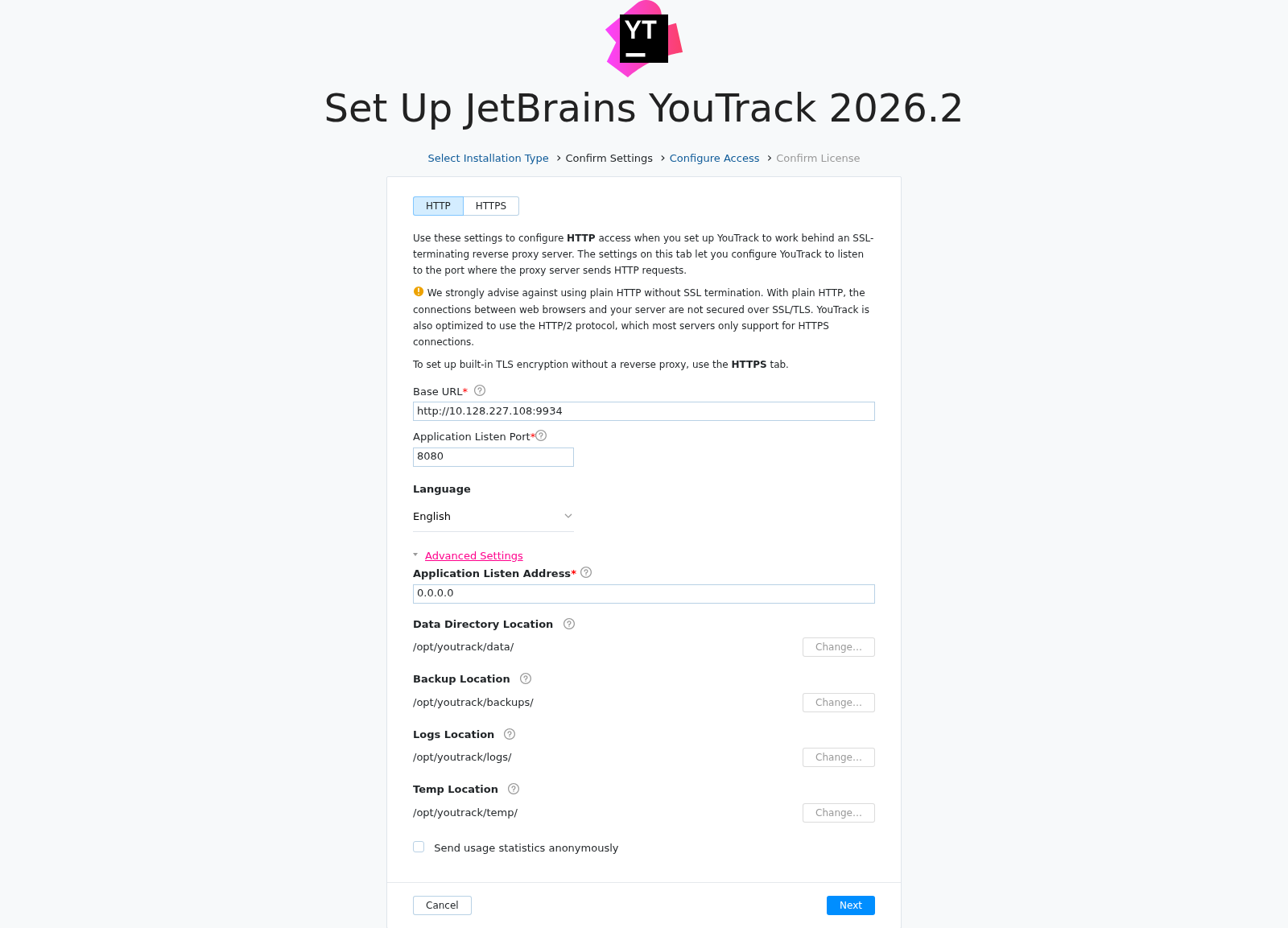 Docker installation: Advanced settings Docker installation: Advanced settings