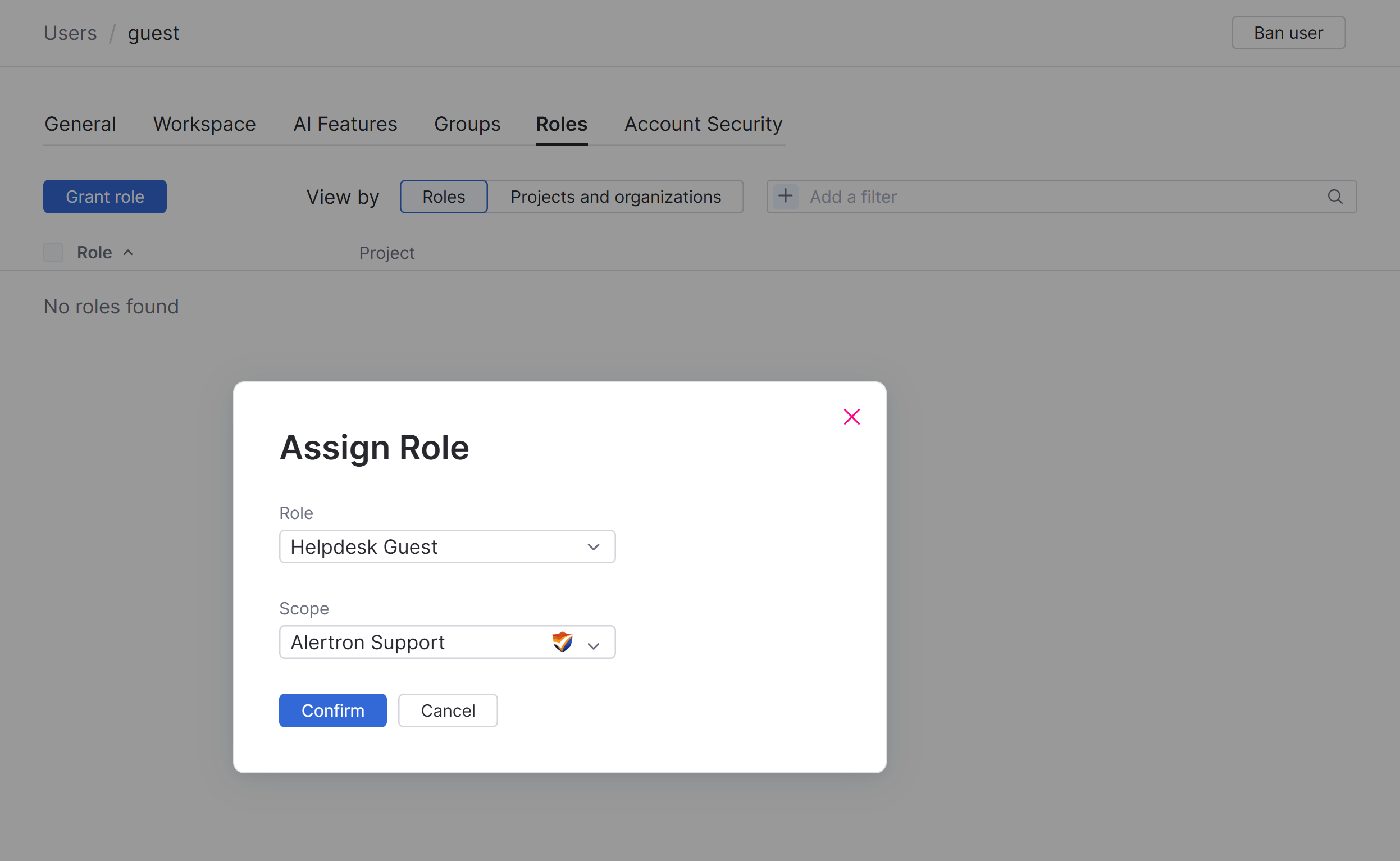 Controls for granting a dedicated role to the guest account. Controls for granting a dedicated role to the guest account.