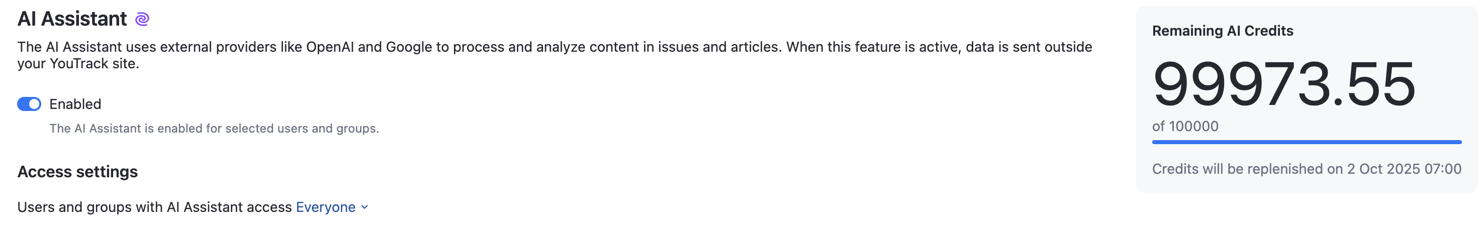 JetBrains AI service settings. JetBrains AI service settings.