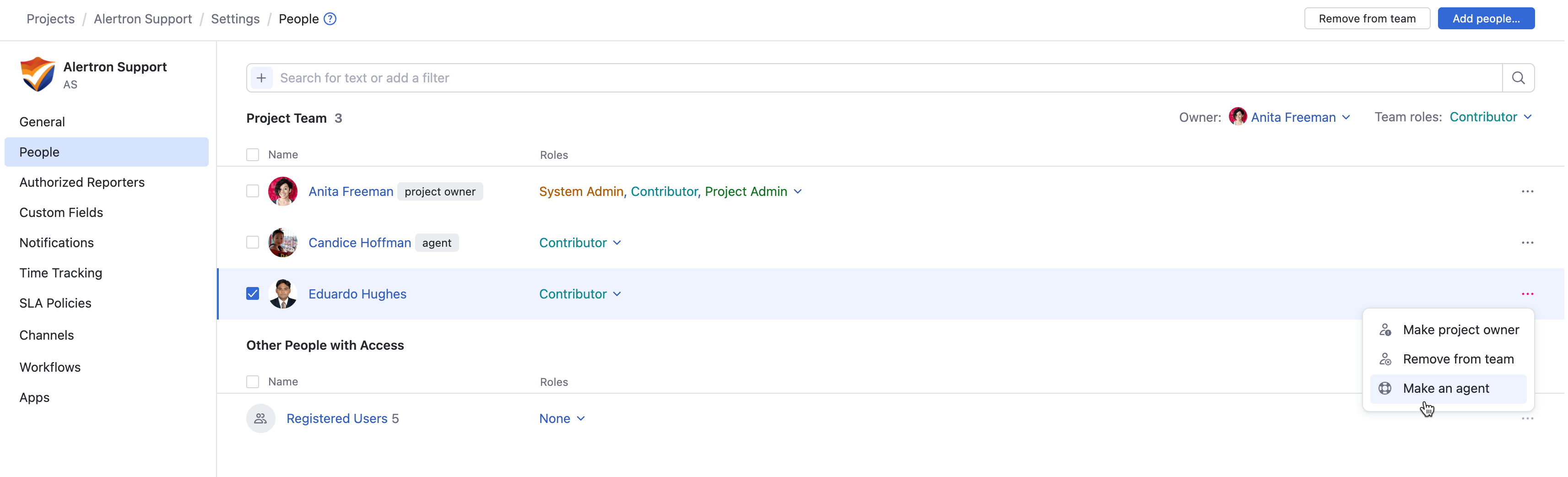 The option to make someone an agent in a project. The option to make someone an agent in a project.