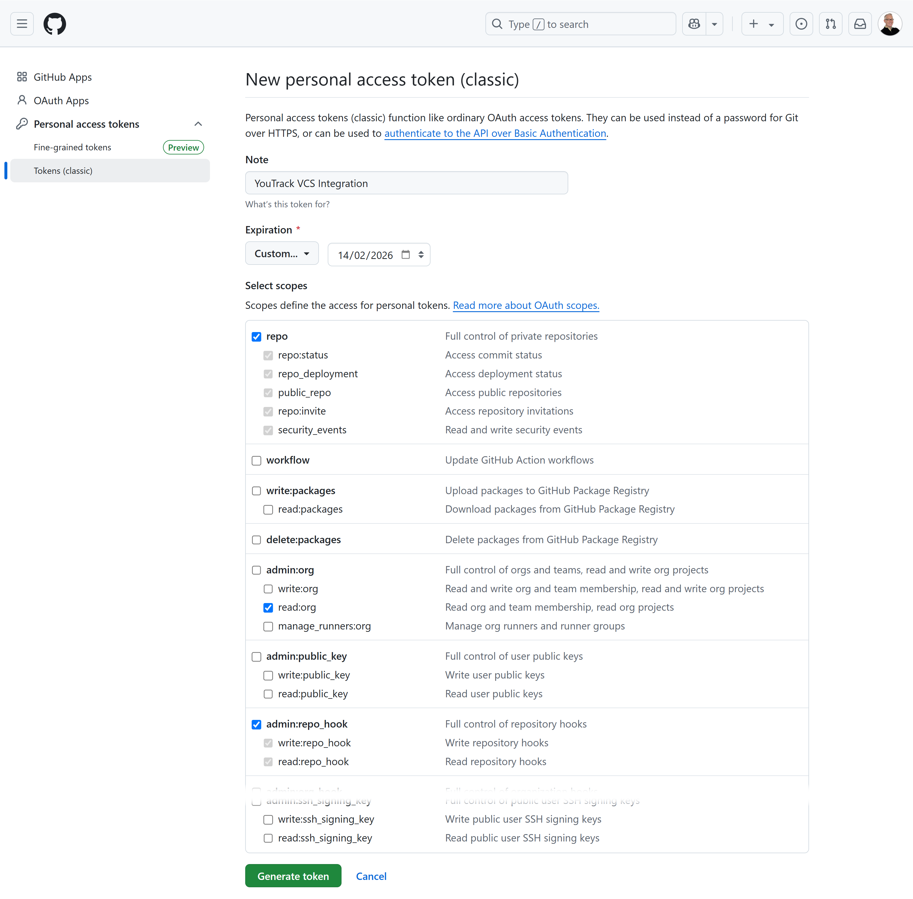 generate token in GitHub generate token in GitHub
