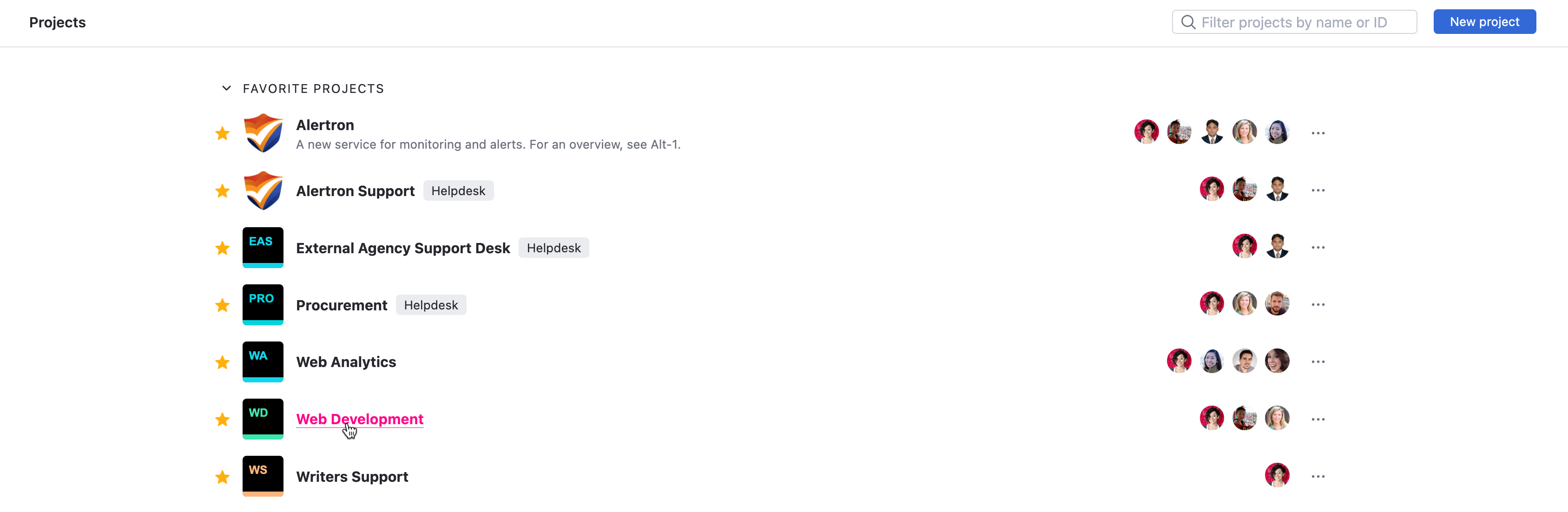 The link to open a project overview. The link to open a project overview.