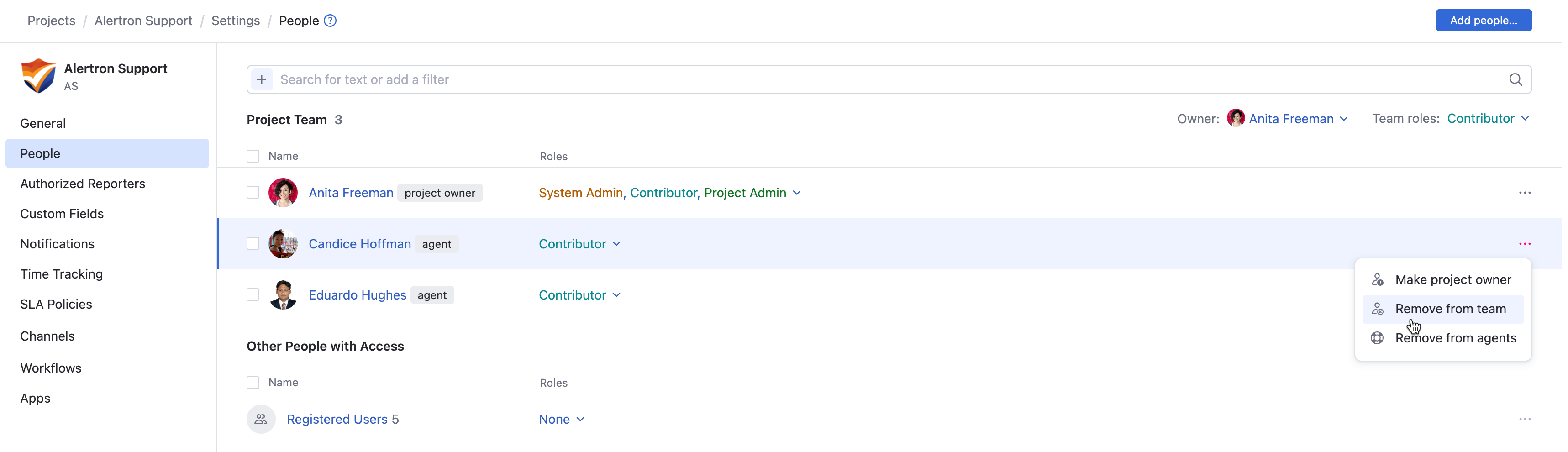 Remove a user from agents in a project Remove a user from agents in a project