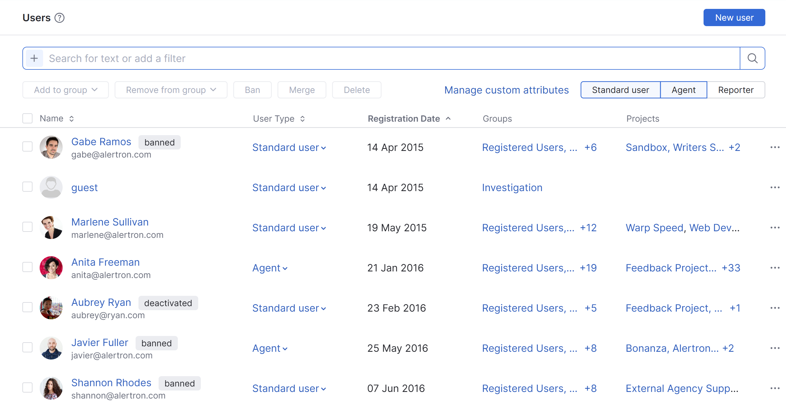 A list of user accounts in YouTrack. A list of user accounts in YouTrack.