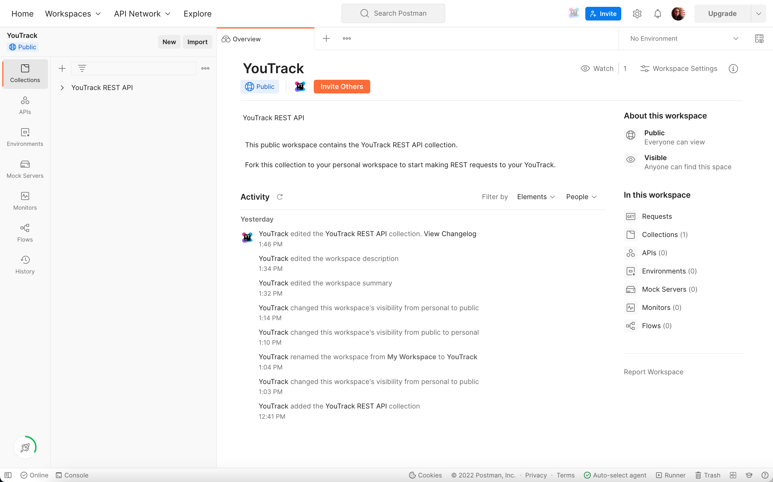 YouTrack Postman workspace