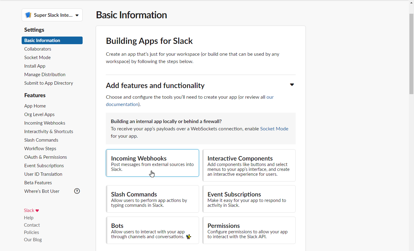 Slack integration basic info.