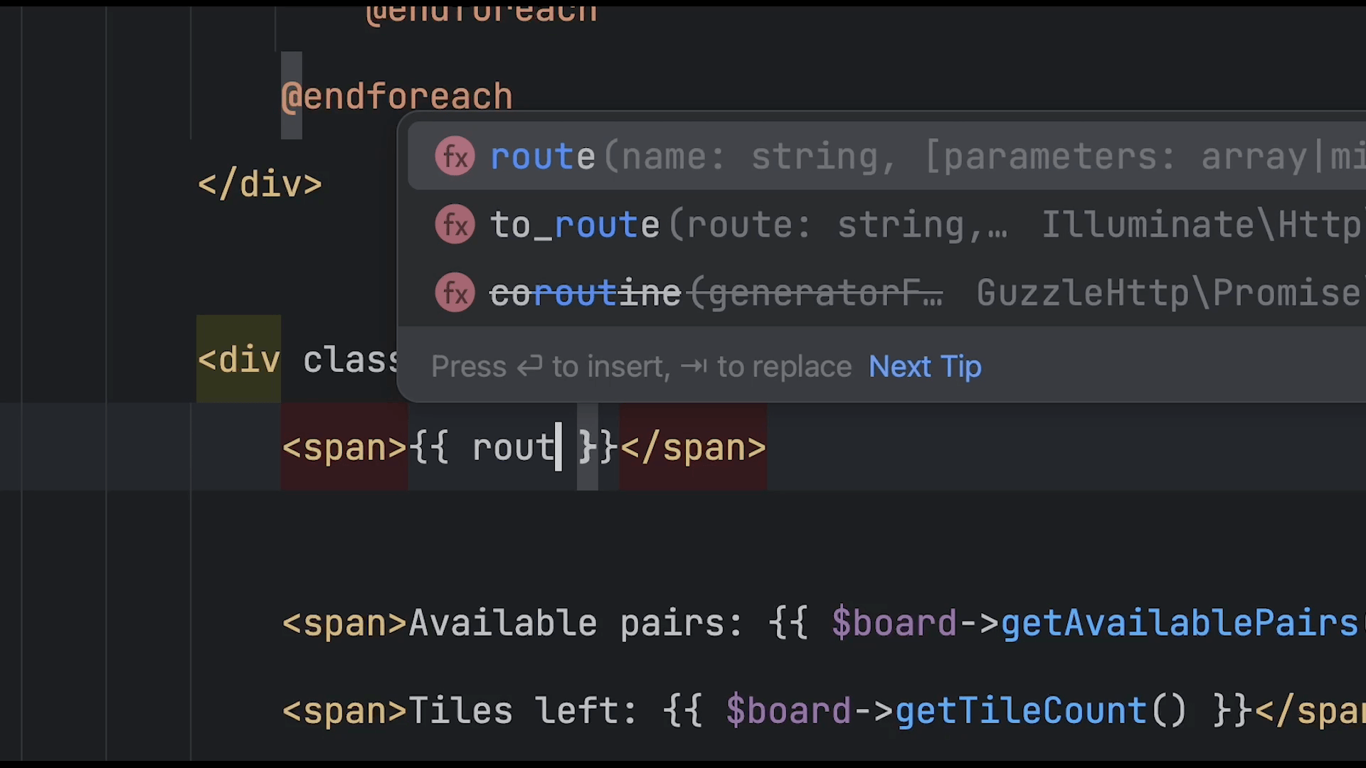 Route support for Laravel in PhpStorm