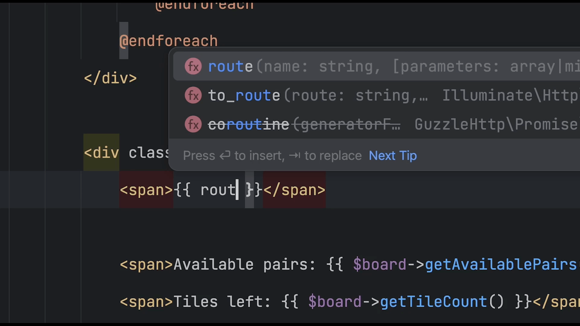 Routenunterstützung für Laravel in PhpStorm