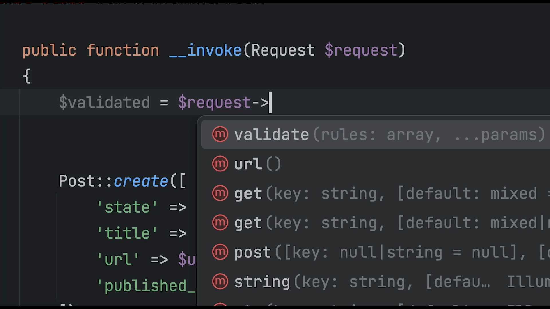 Compatibilidad con clases de solicitudes y reglas de validación para Laravel en PhpStorm