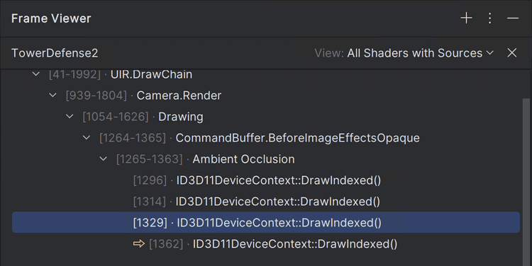 Frame Viewer Draw Calls Tree