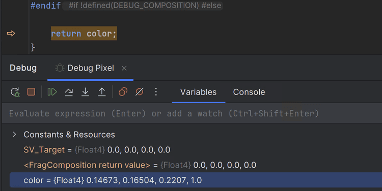 Frame Viewer Shader Debugging